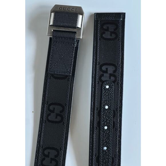 Gucci Women\'s GG Supreme Monogram Leather/Fabric Belt Black 80/32 IT 684485 NIB main image 5